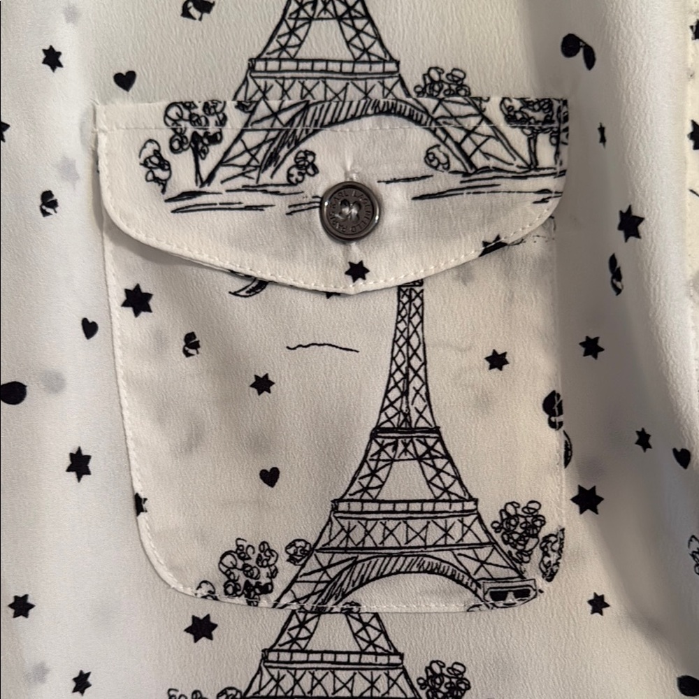Karl Lagerfeld Parisian Eiffel Tower Print Blouse - Picture 4 of 5